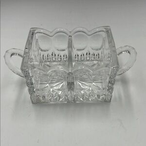 Clear Glass Divided Dish with Handles coffee bar tea sugar packet holder z13